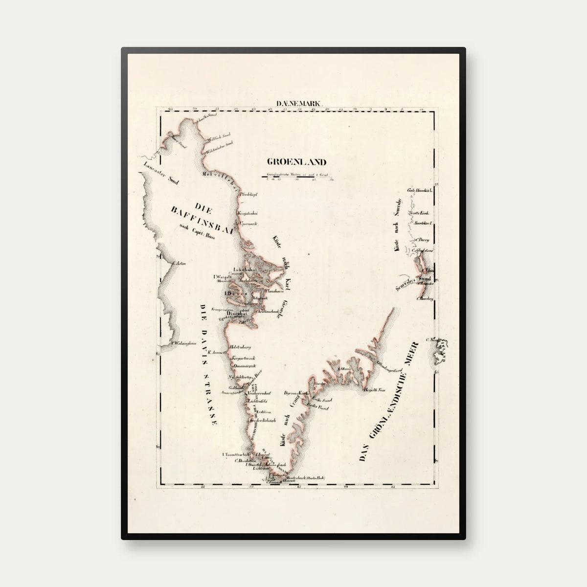 Grønland ca. 1825 - Tysk kort – billede 1