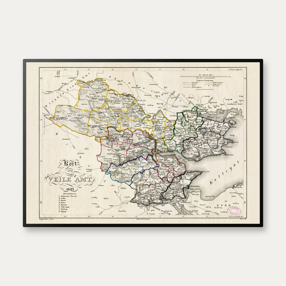 Vejle Amt 1827 - Kort & plakat – billede 1