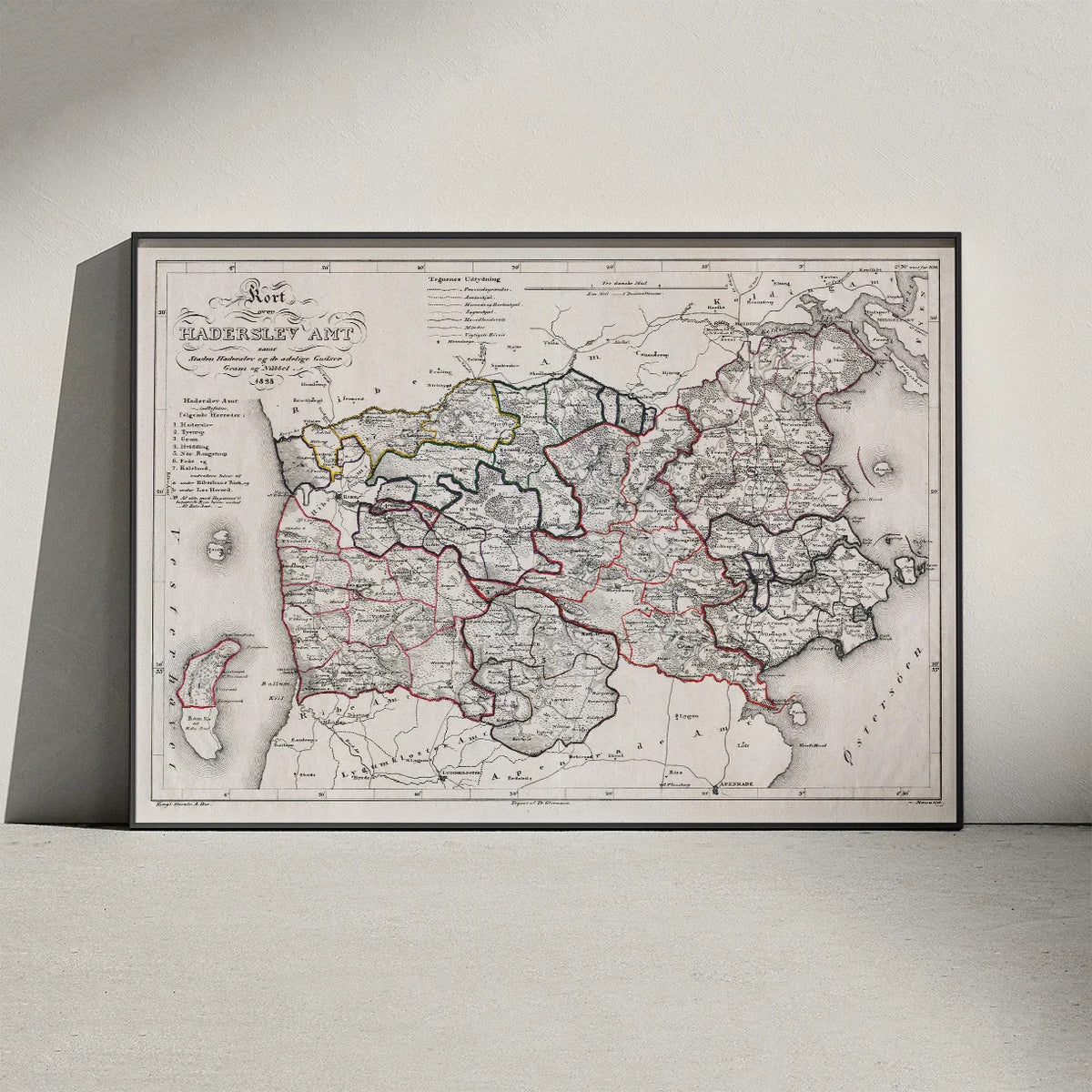 Haderslev Amt 1828 - Kort & plakat – billede 3