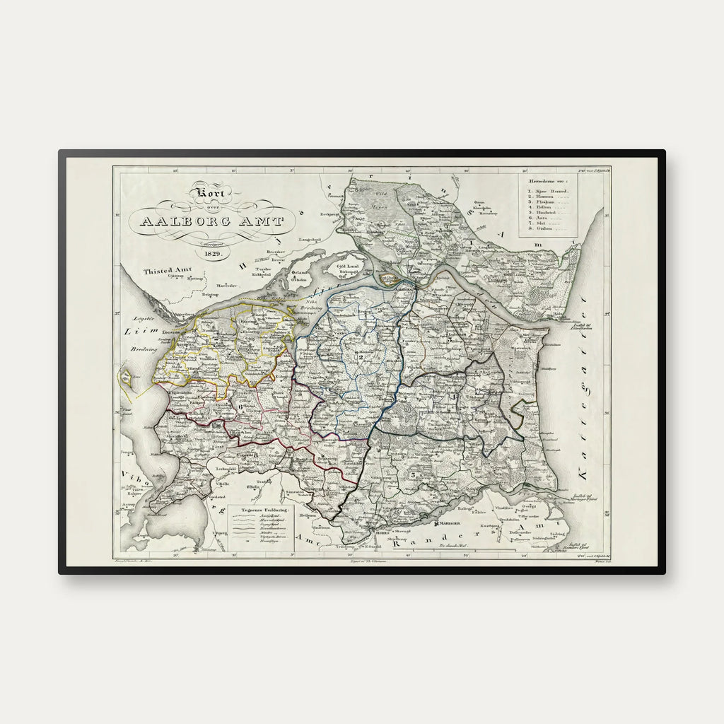 Kort over Aalborg Amt 1829 - Plakat – billede 1