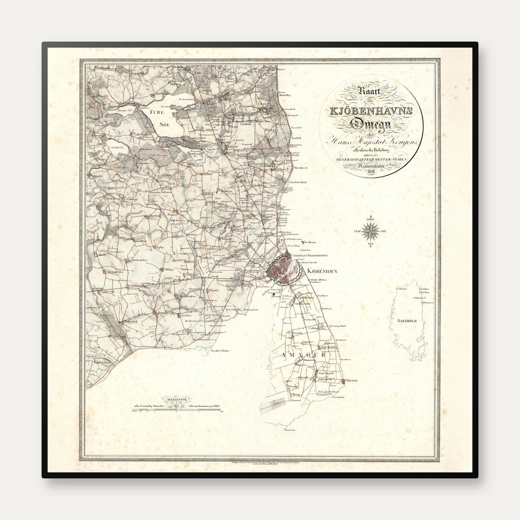 Kaart over Kjøbenhavns Omegn 1830 - Plakat – billede 1