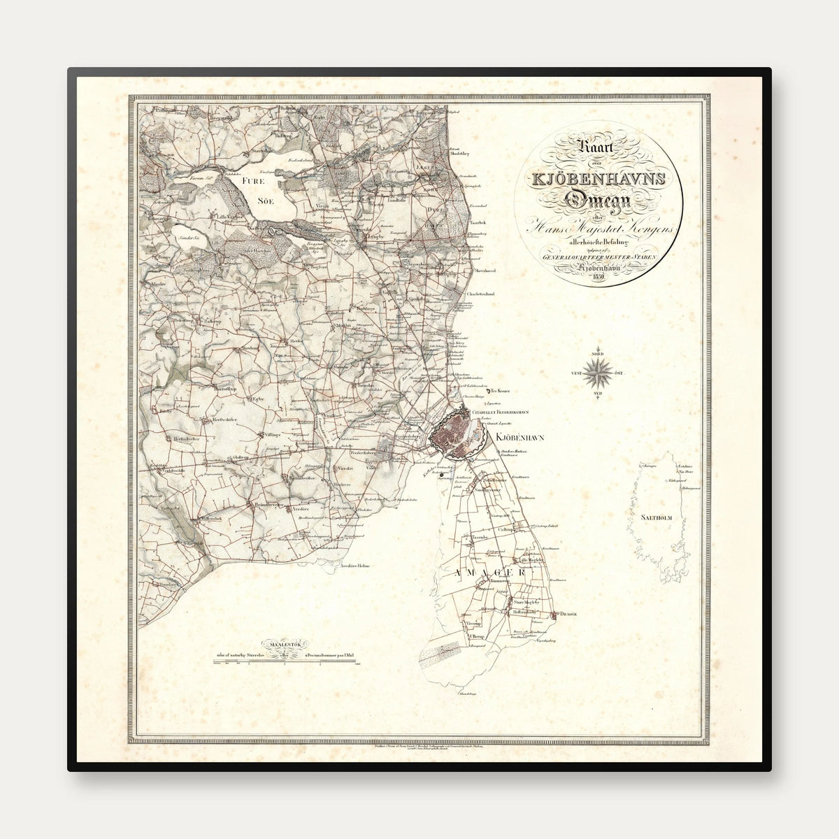 Kaart over Kjøbenhavns Omegn 1830 - Plakat – billede 1