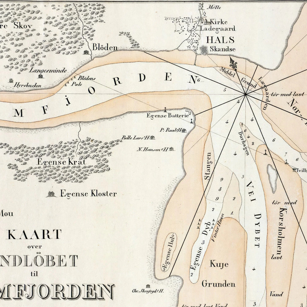 Indløbet til Limfjorden 1831 - Maritimt kort ved Hals – billede 4
