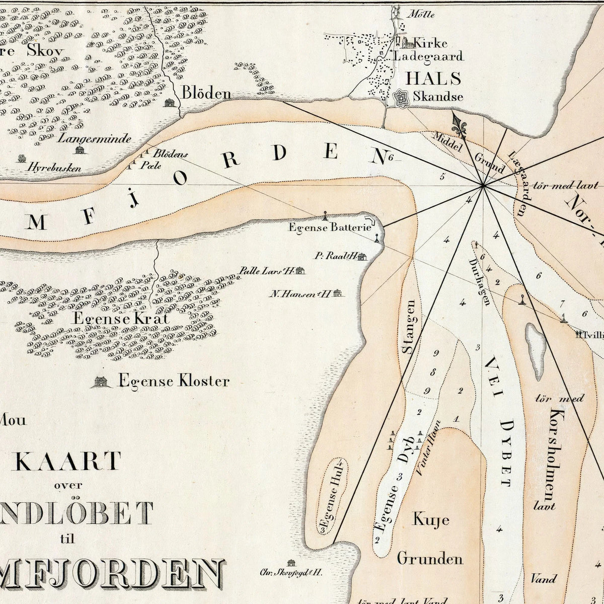 Indløbet til Limfjorden 1831 - Maritimt kort ved Hals – billede 4