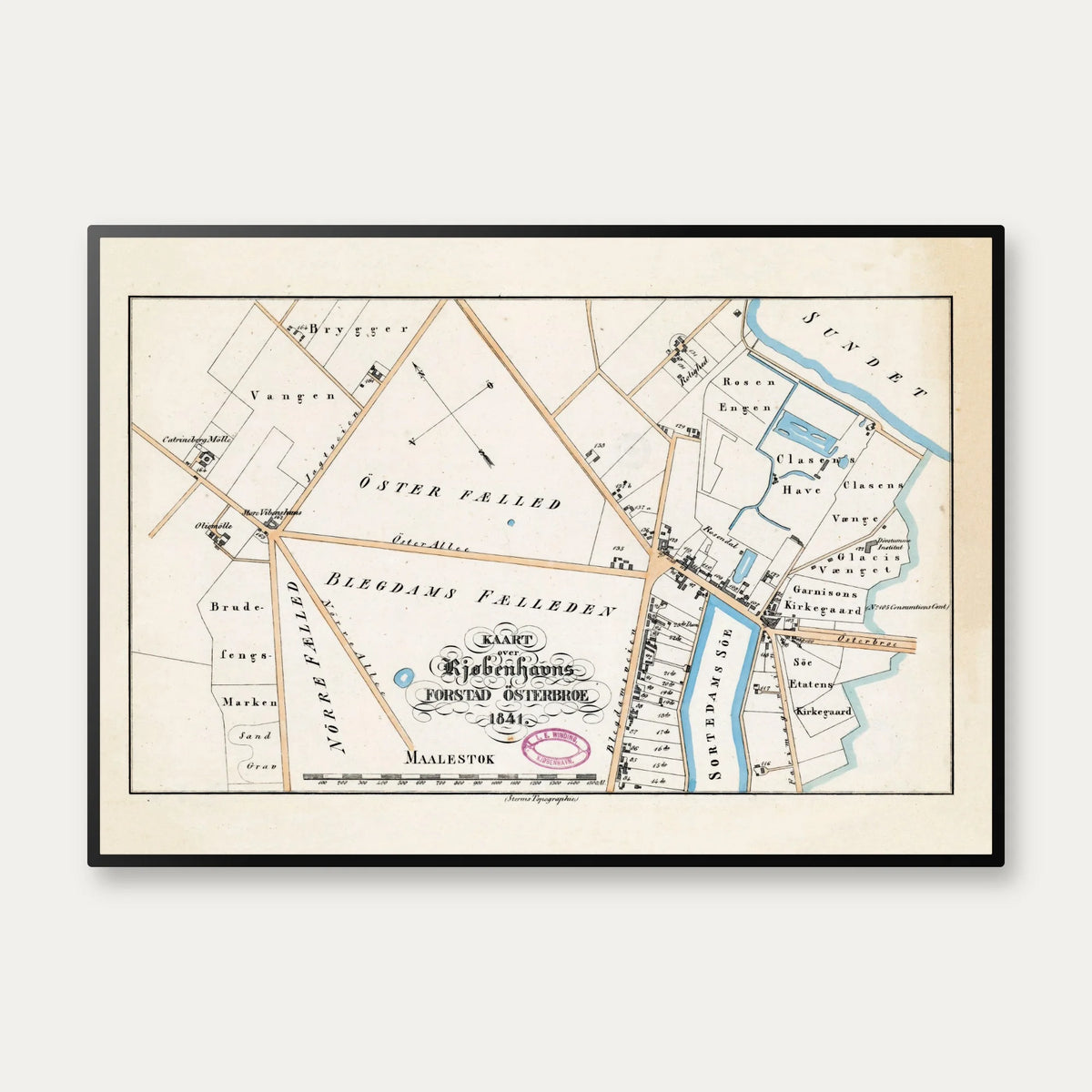 Østerbro 1841 - Forstads- og bykort – billede 1