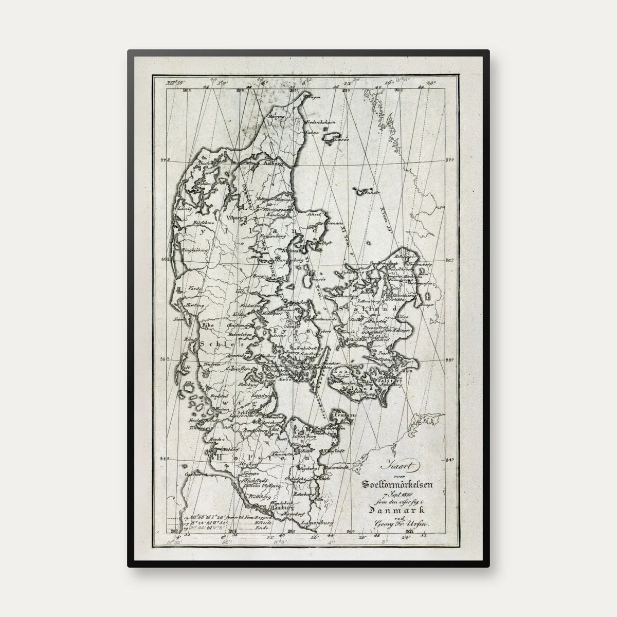 Solforklaringskort over Danmark 1820 - Plakat – billede 1