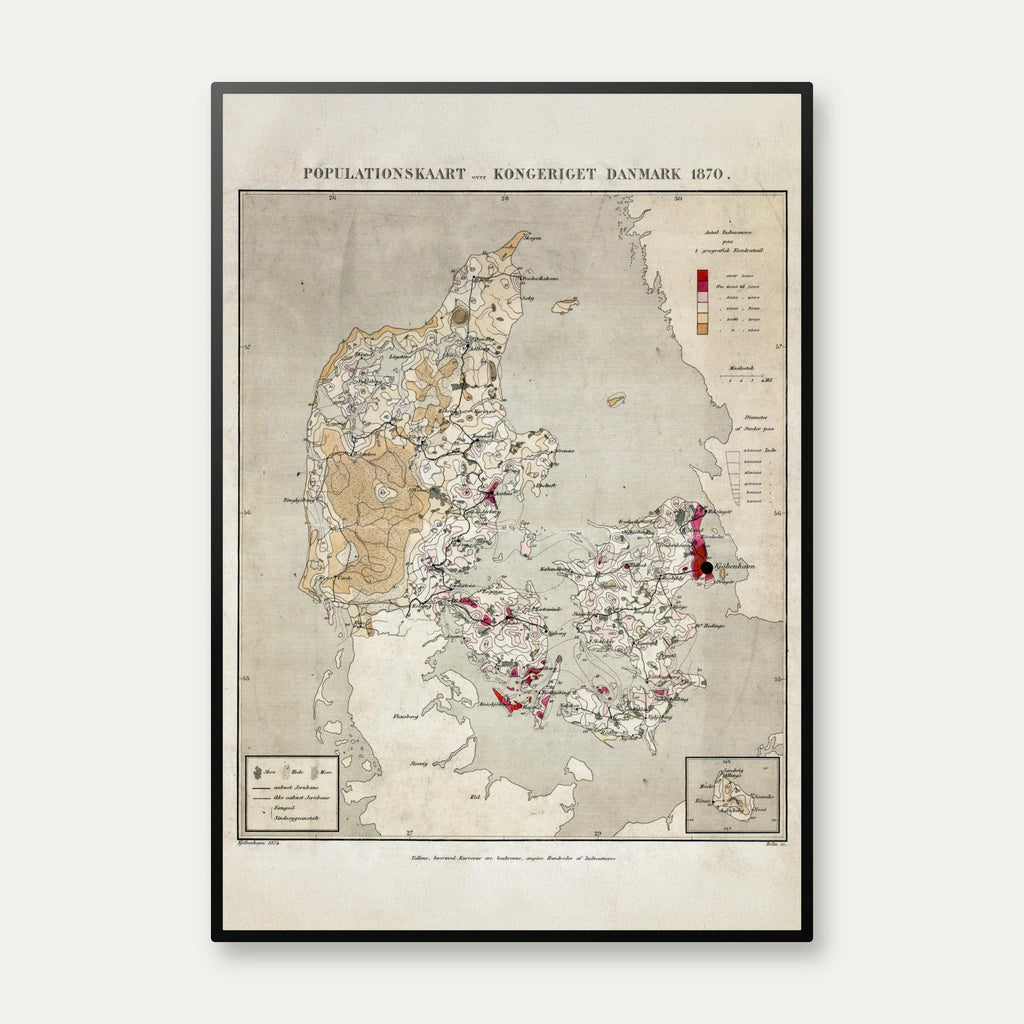 Populationskort over Danmark 1870 – billede 1