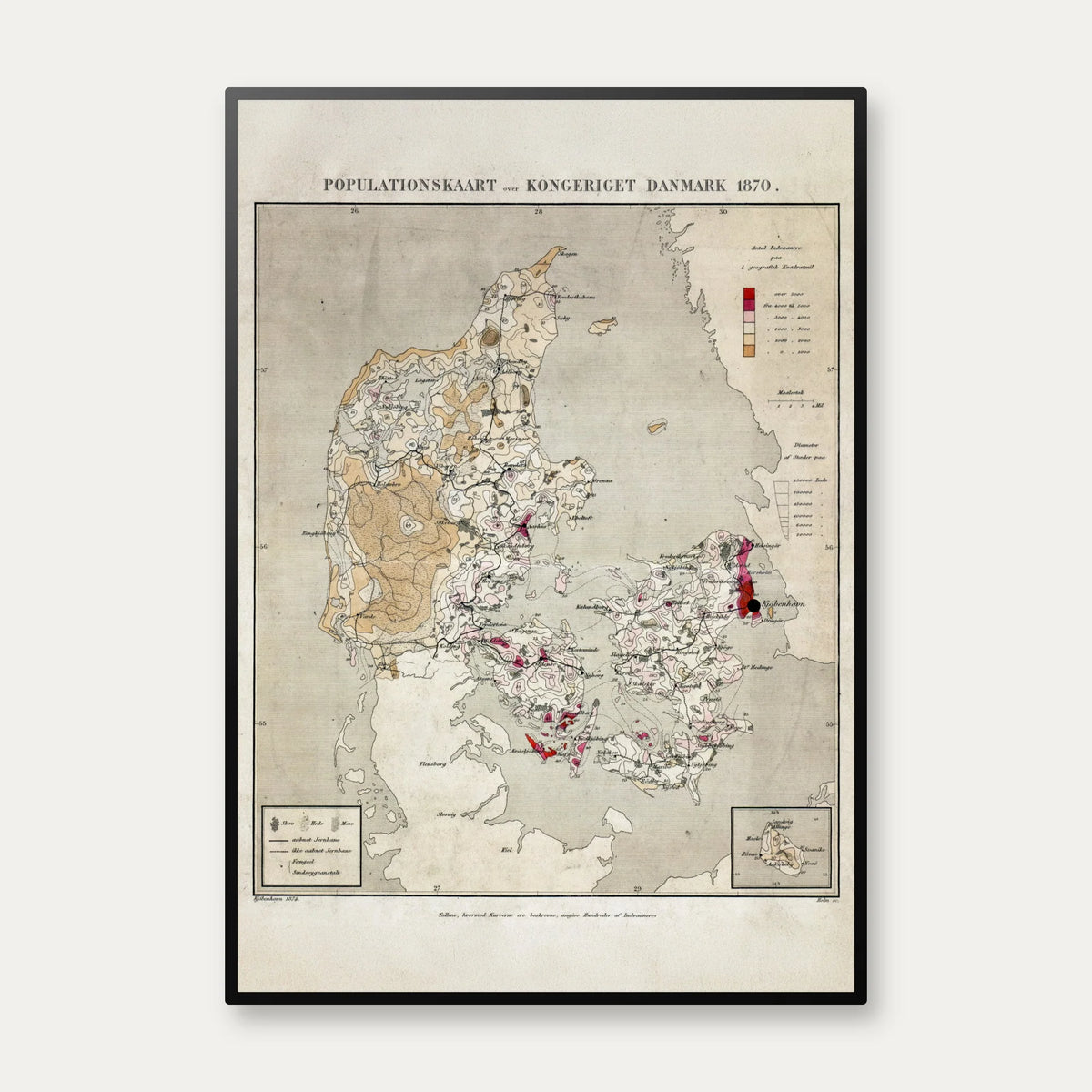 Populationskort over Danmark 1870 – billede 1