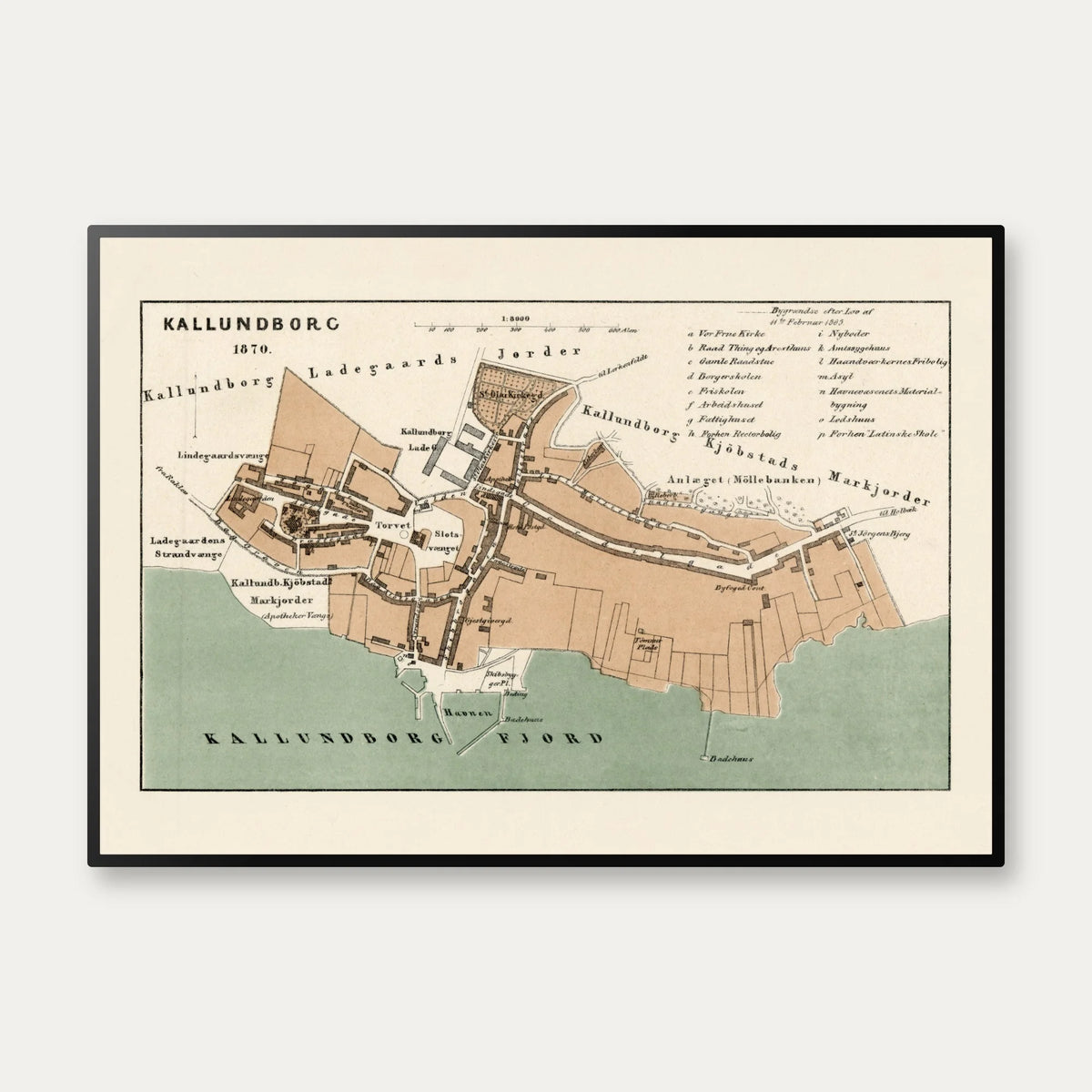Kalundborg 1870 - Bykort i farver – billede 1