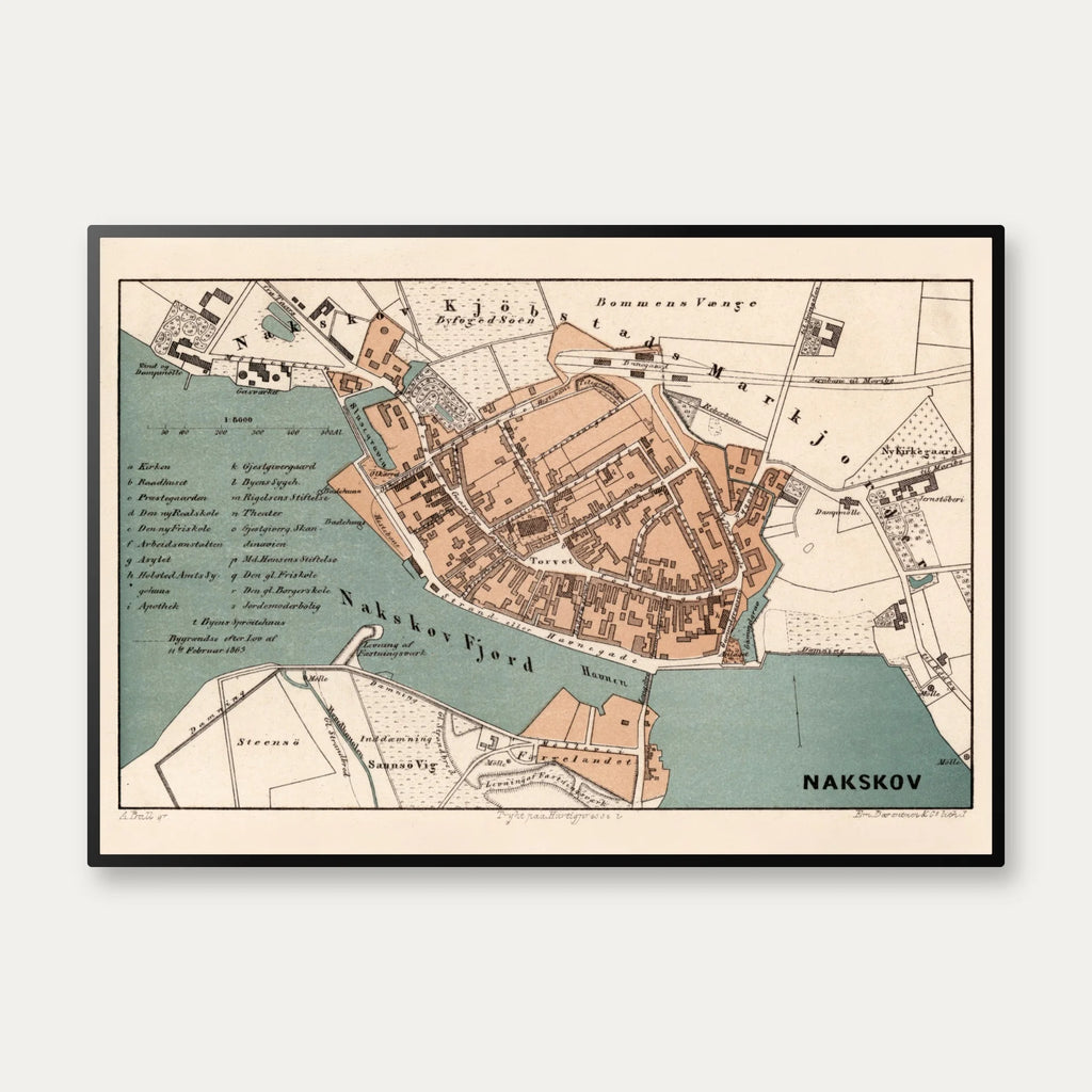 Nakskov, Vestlolland 1873 - Bykort i farver – billede 1