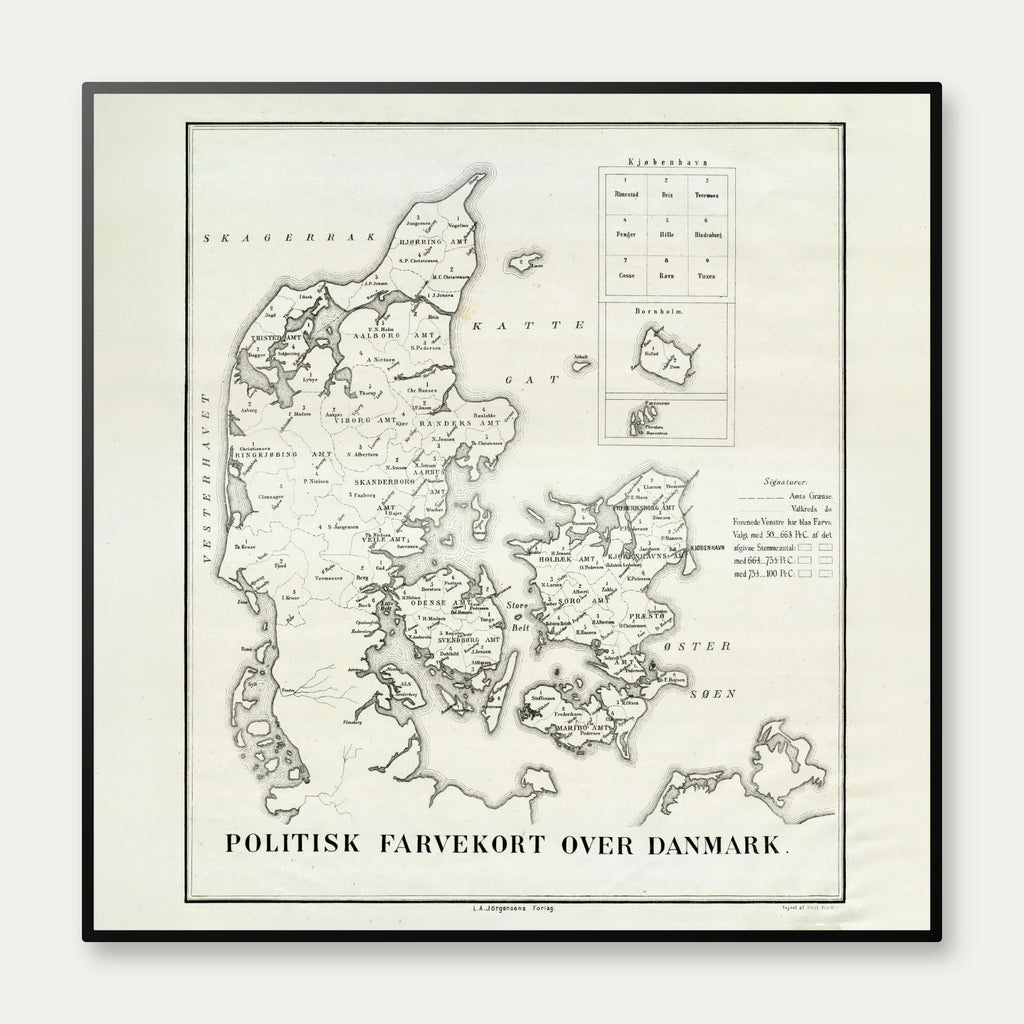 Politisk farvekort over Danmark 1875 – billede 1