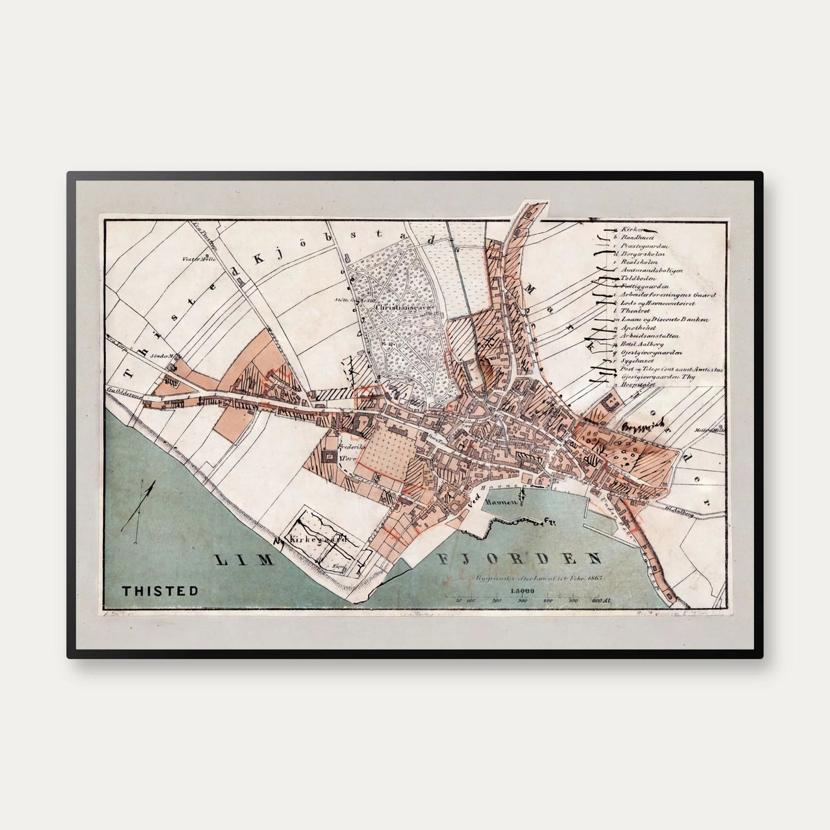 Thisted Bykort 1875 - Farvekort af A. Bull – billede 1