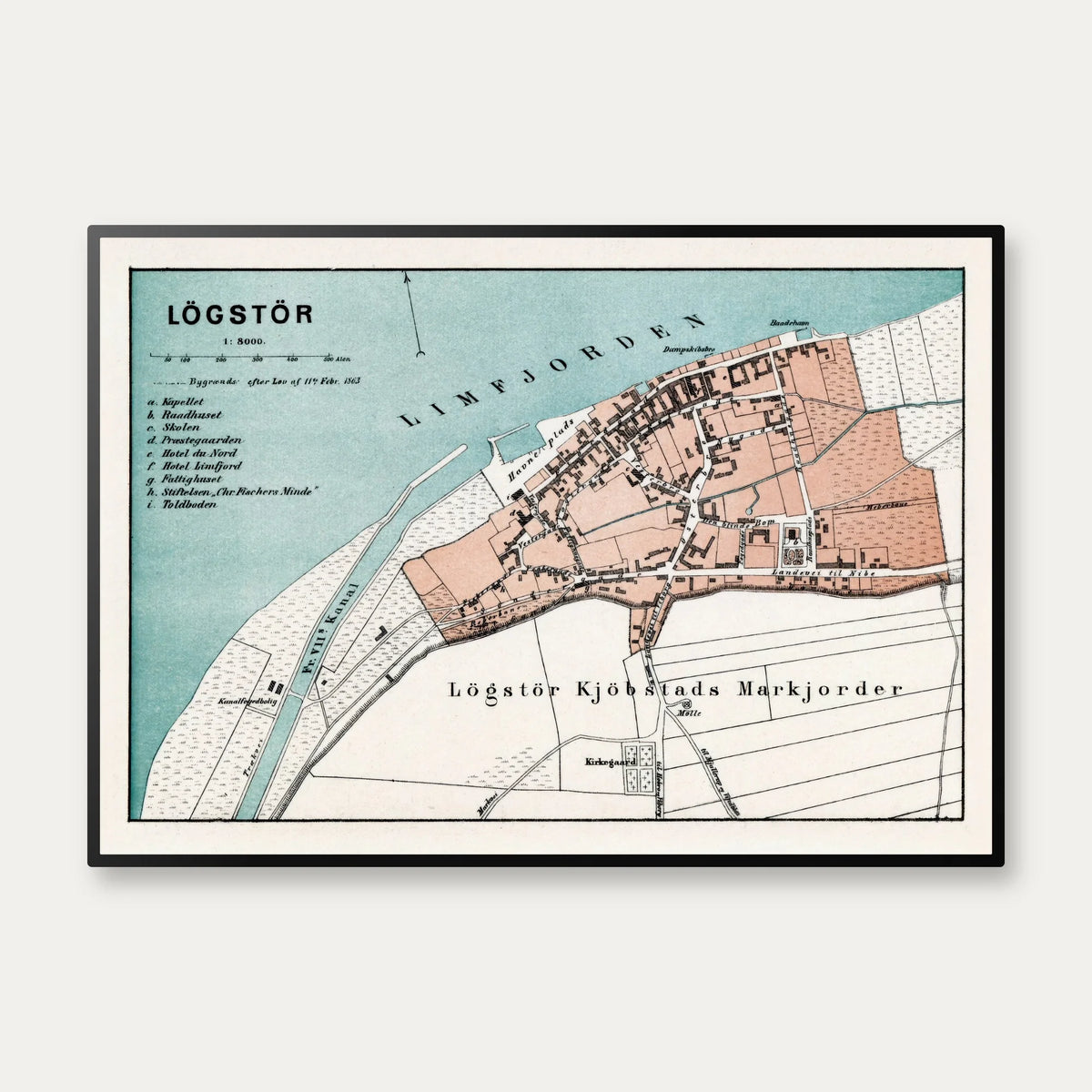 Løgstør by 1875 - Historisk bykort – billede 1