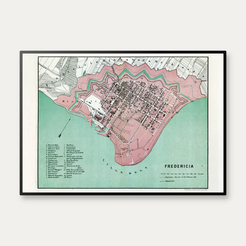 Fredericia 1879 - Bykort med fæstningsstruktur – billede 1