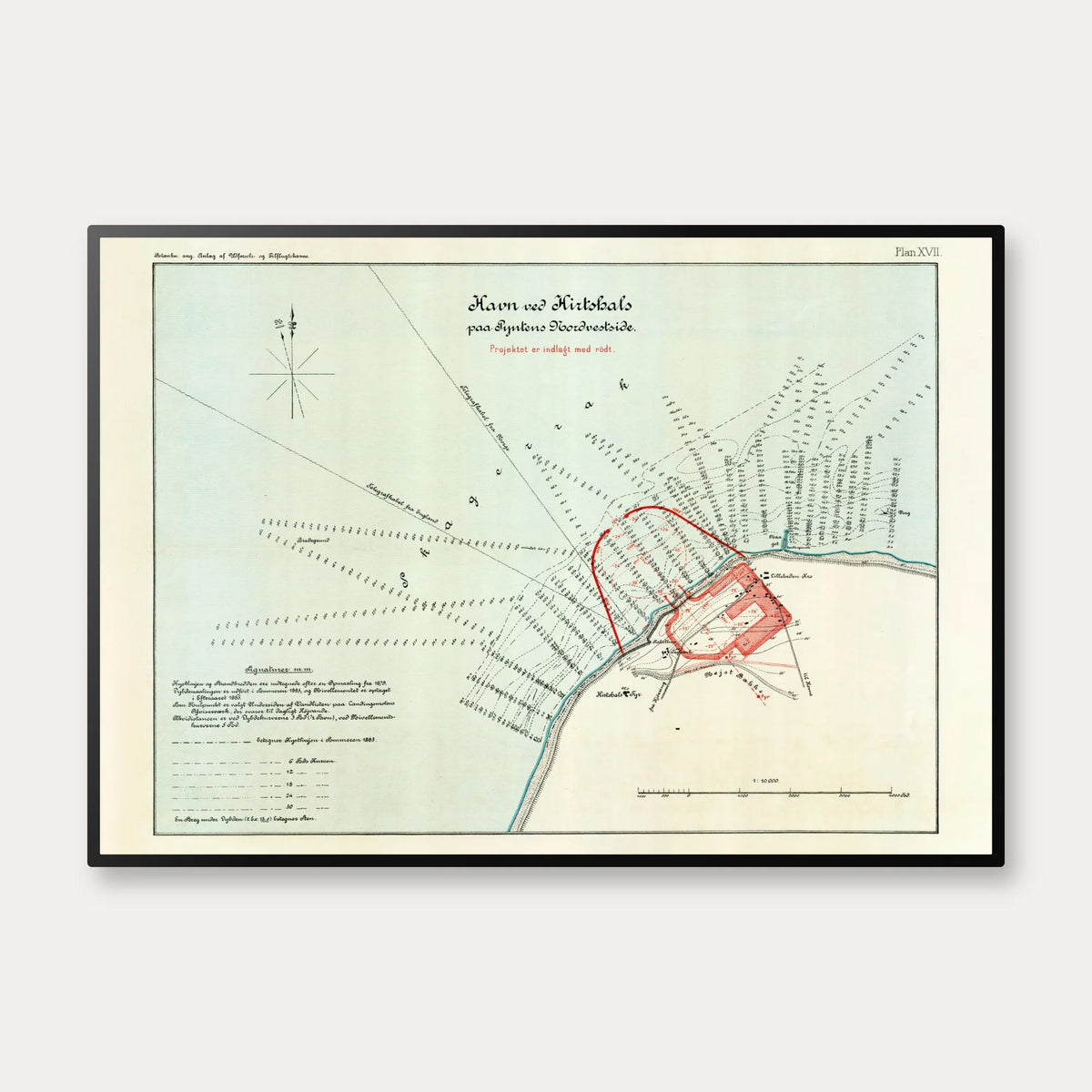 Hirtshals Havn 1883 - Projektkort over havneanlæg – billede 1