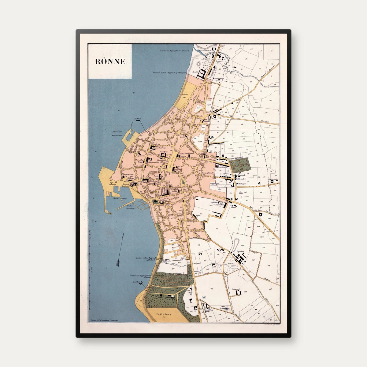 Rønne 1886 - Administrativt bykort – billede 1