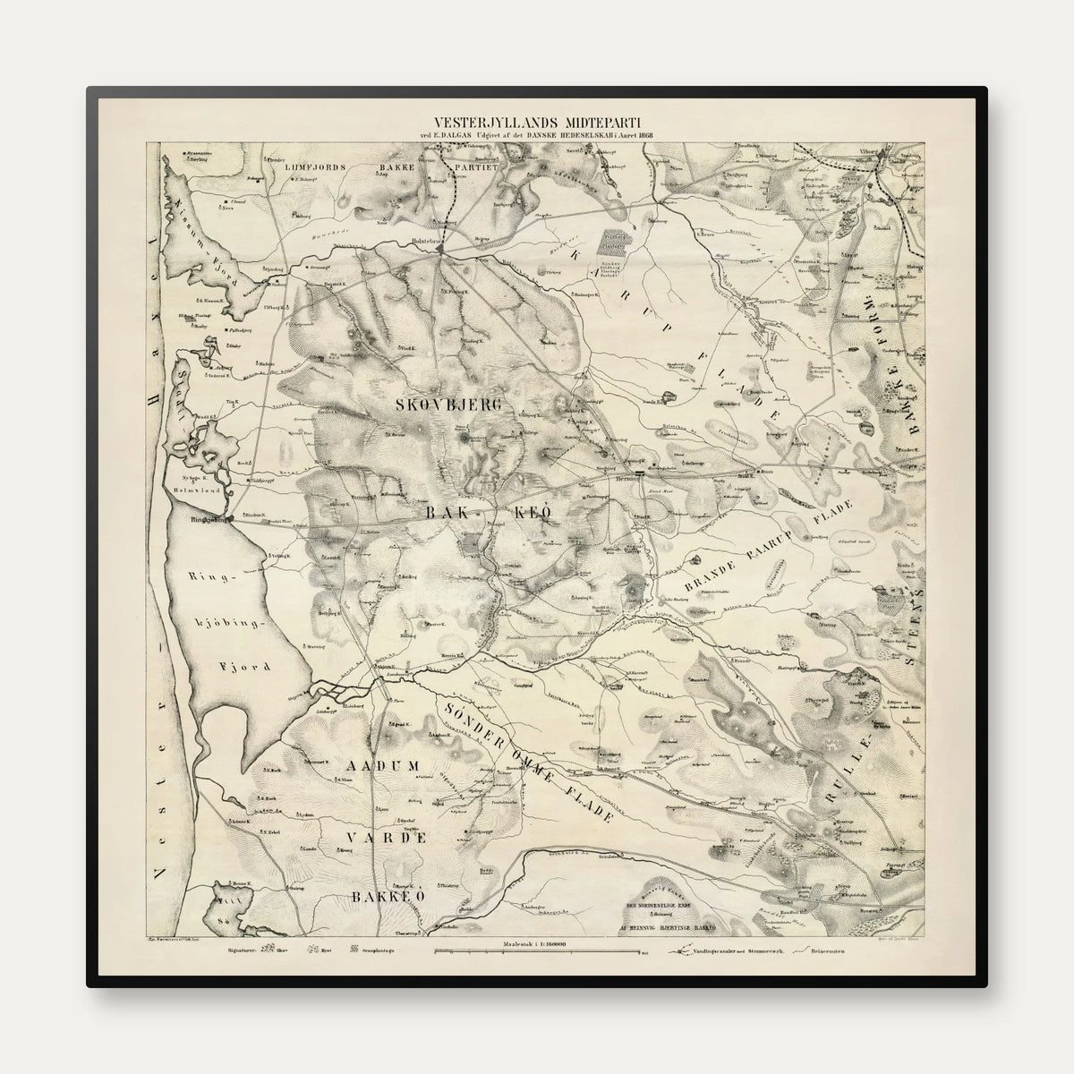 Vestjylland 1868 - Dalgas' højdekurvekort – billede 1