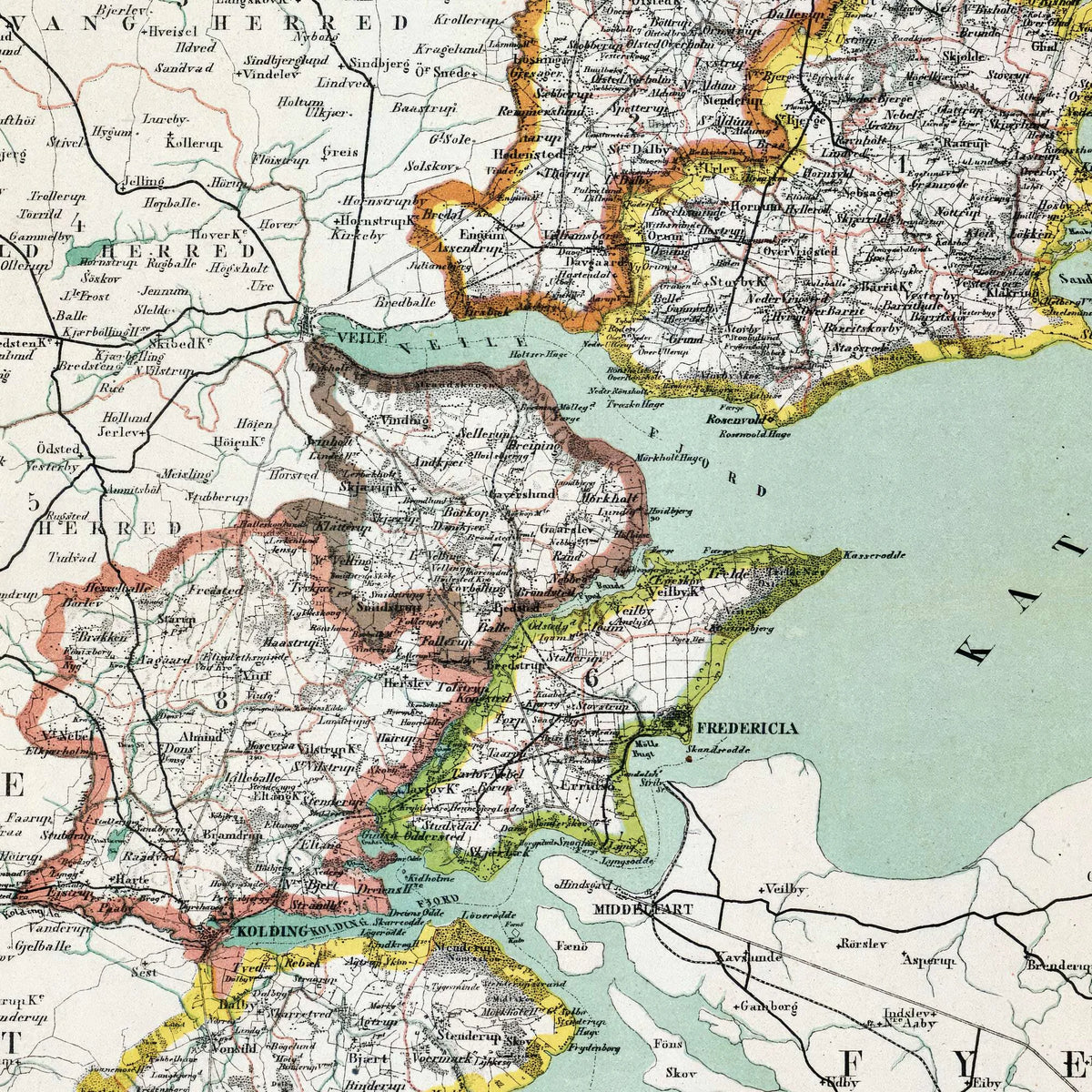 Vejle Amt Øst 1873 - Kort – billede 4