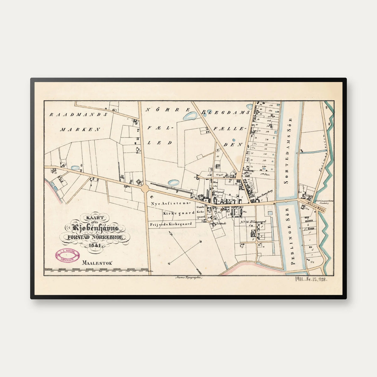 Nørrebro 1841 - Historisk Bykort – billede 1