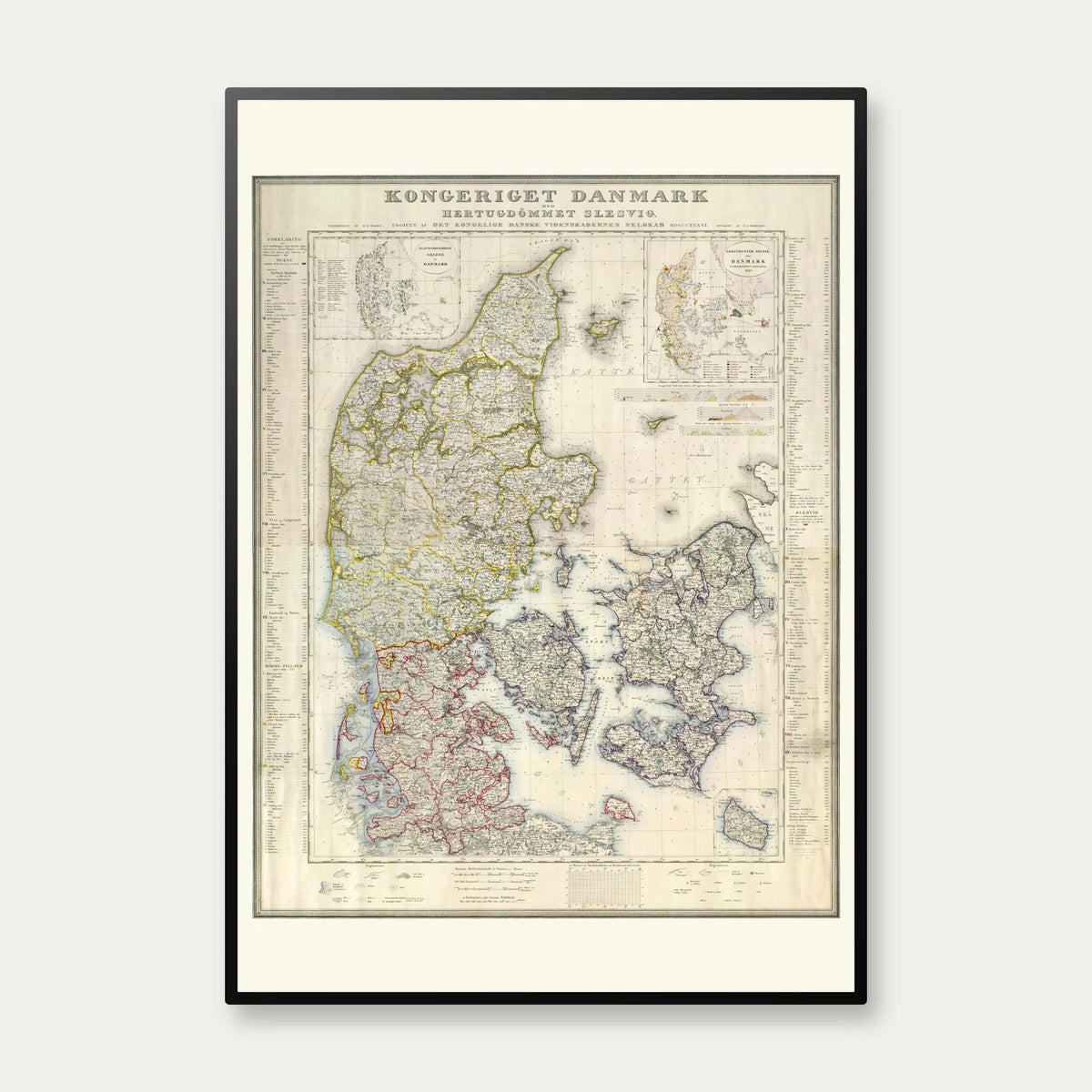 Kongeriget Danmark og Slesvig 1842 - Kort – billede 1