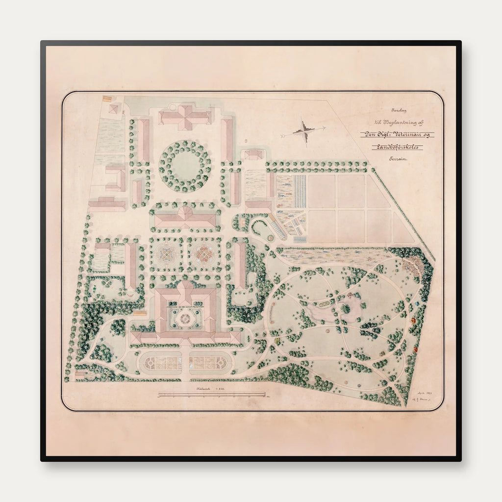 Landbohøjskolens have, Frederiksberg 1899 - Plantegning – billede 1