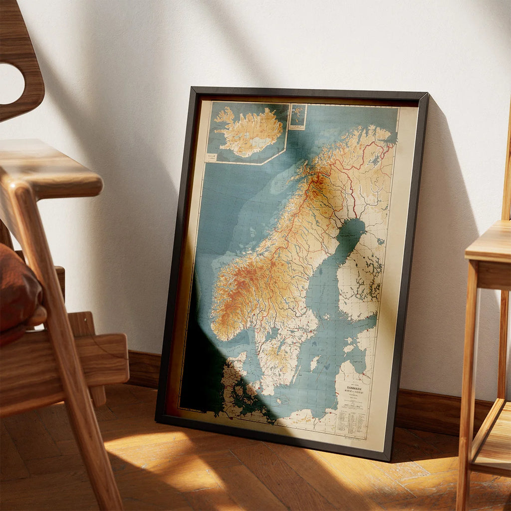Kort over Danmark, Norge og Sverige 1914 - Geografi – billede 3