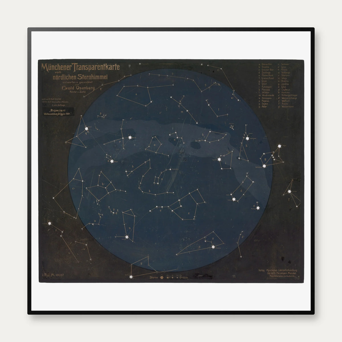 Osenbergs stjernekort 1911 - Astronomi - Kvadrat – billede 1