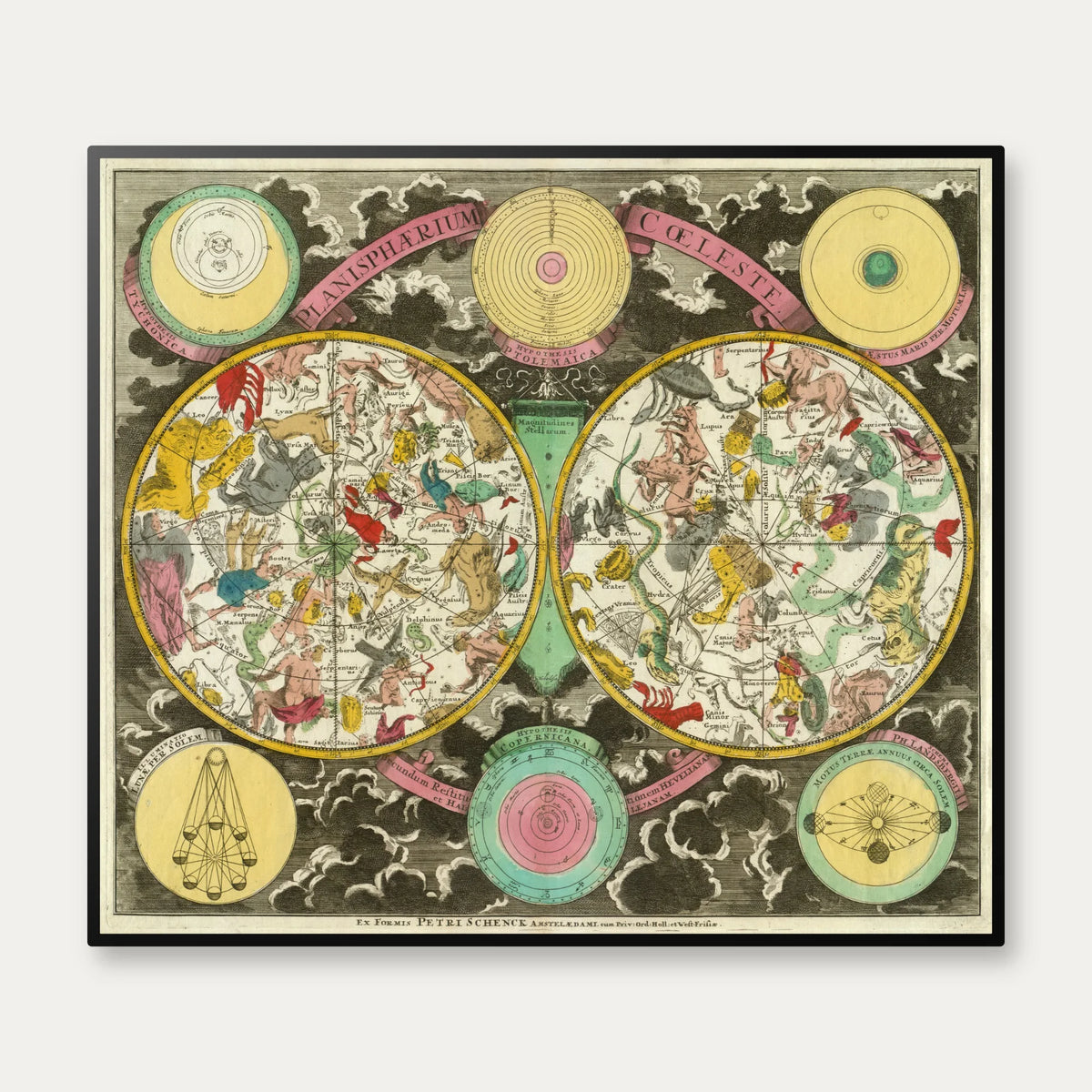 Planisphærium Cæleste 1705 - Astronomi - 60×52 cm – billede 1