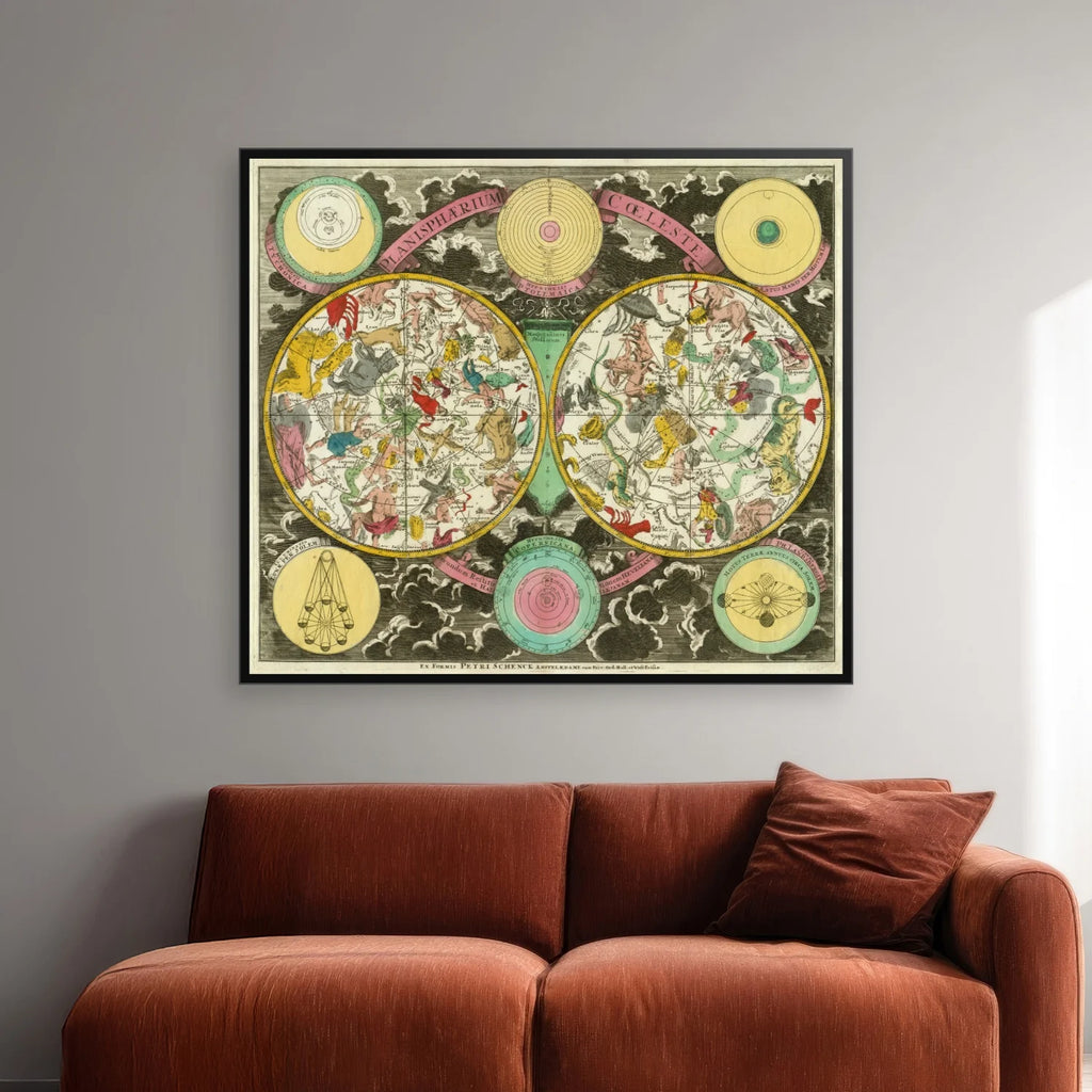 Planisphærium Cæleste 1705 - Astronomi - 60×52 cm – billede 2