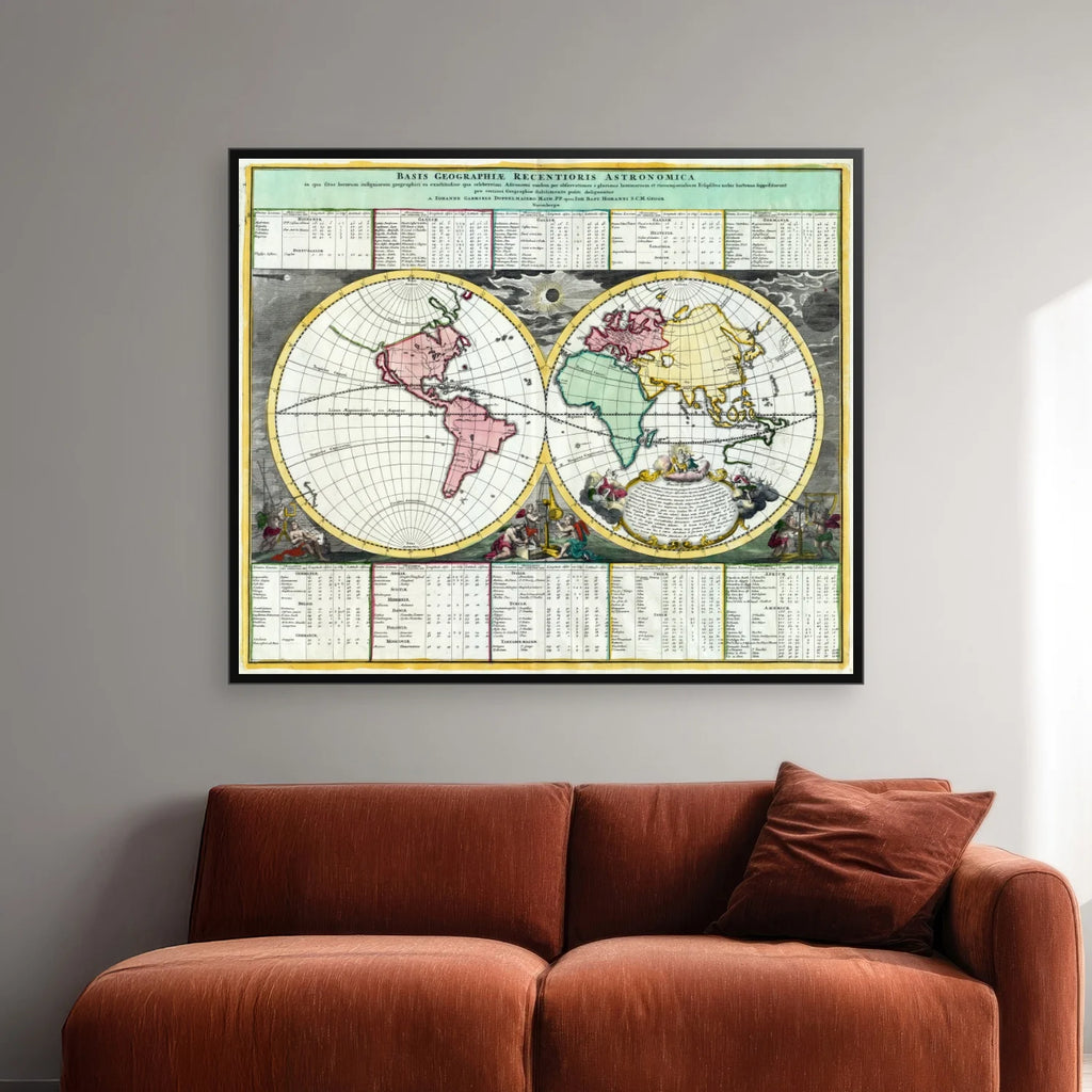 Østlig og vestlig halvkugle 1742 - 65×55 cm – billede 2