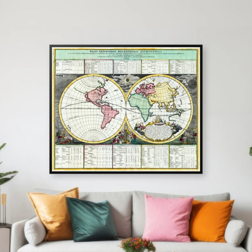 Østlig og vestlig halvkugle 1742 - 65×55 cm – billede 3