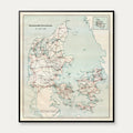 Danmarks Landeveje 1888 - Kort - 60×70 cm – billede 1