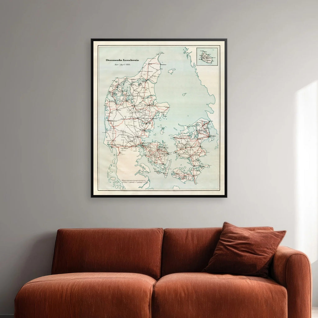 Danmarks Landeveje 1888 - Kort - 60×70 cm – billede 2