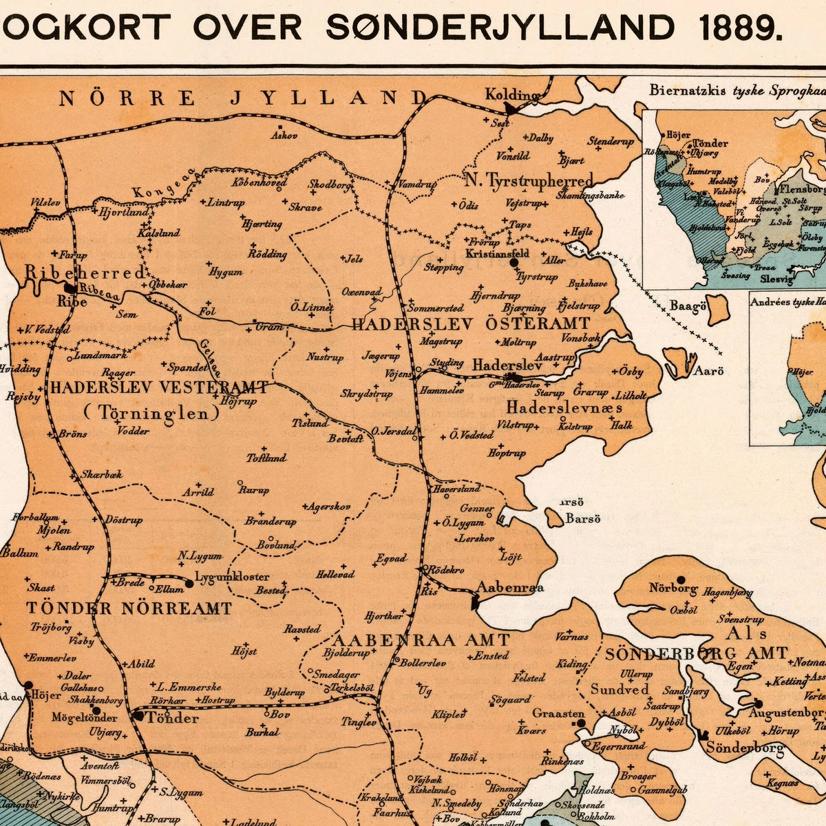 Sprogkort over Sønderjylland 1889 - Befolkningsforhold – billede 4