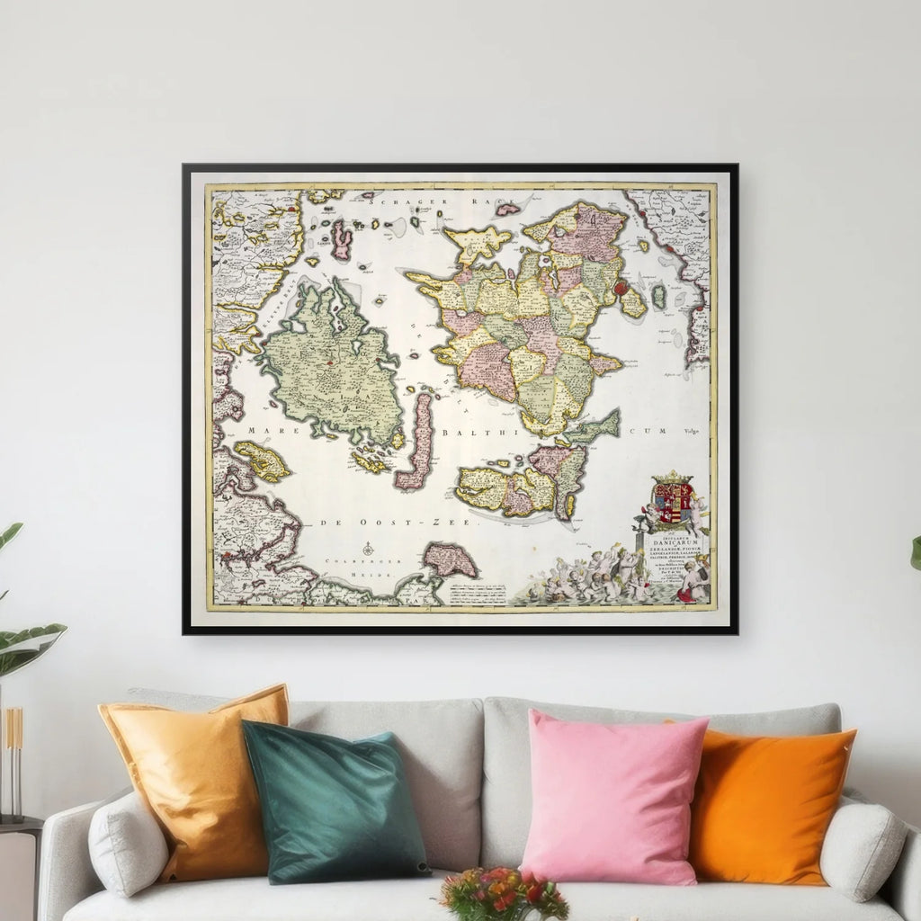 De danske øer 1710 - 65×55 cm – billede 3