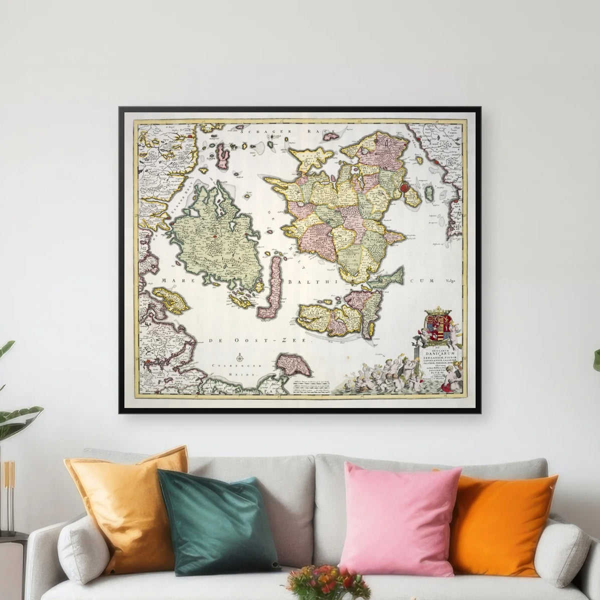 De danske øer 1710 - 65×55 cm – billede 3