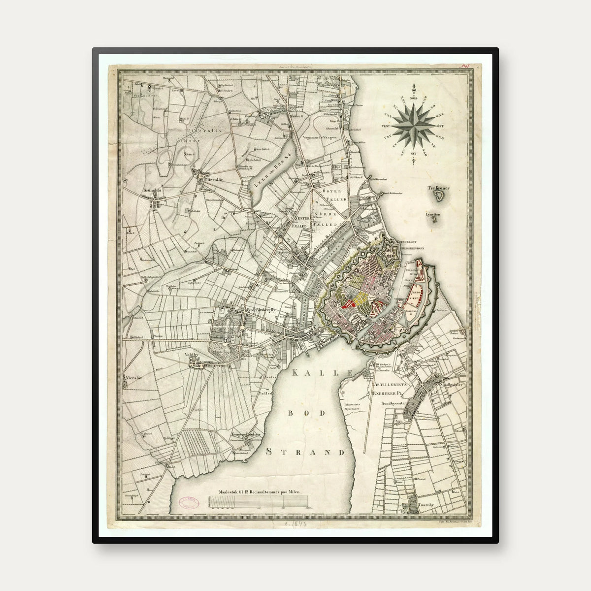 Kort over København 1846 - 55×67 cm – billede 1