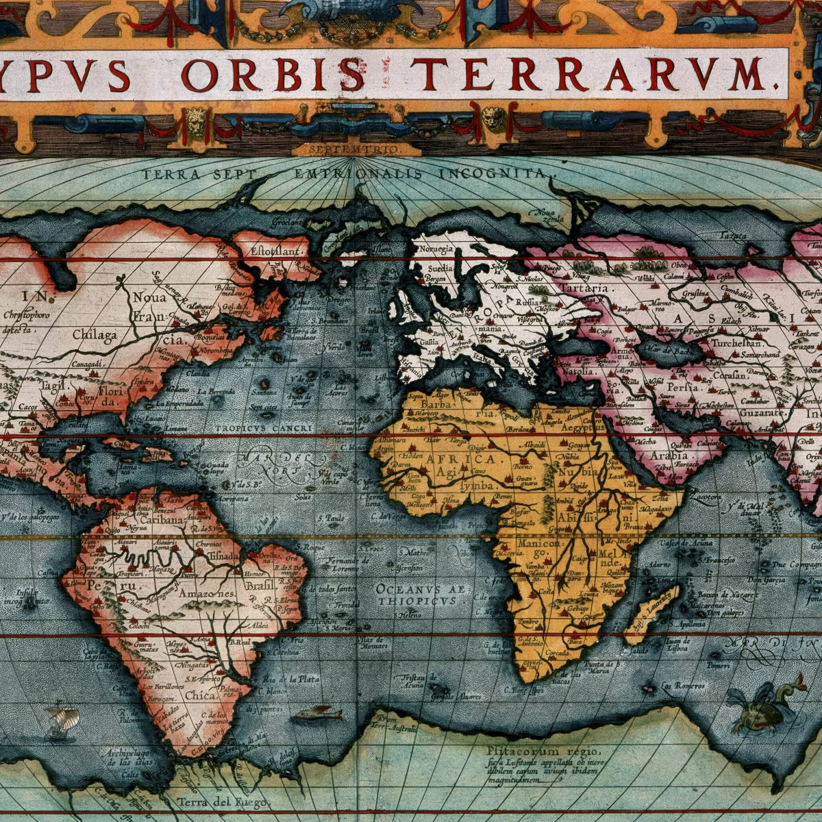 Verdenskort 1595 - Typus Orbis Terrarum – billede 3