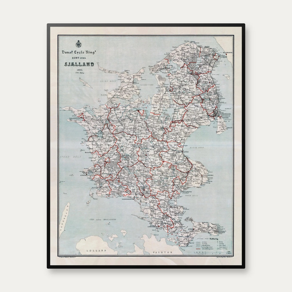 Dansk Cycle Ring 1895 - Sjælland - 55×68 cm – billede 1