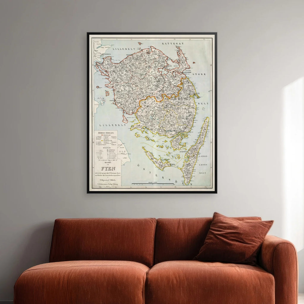 Kaart over Fyen 1895 - 55×68 cm – billede 2