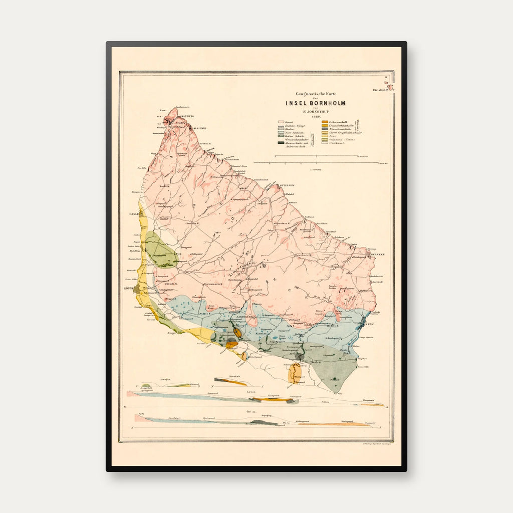Geognostisk kort over Bornholm 1889 - Geologi – billede 1
