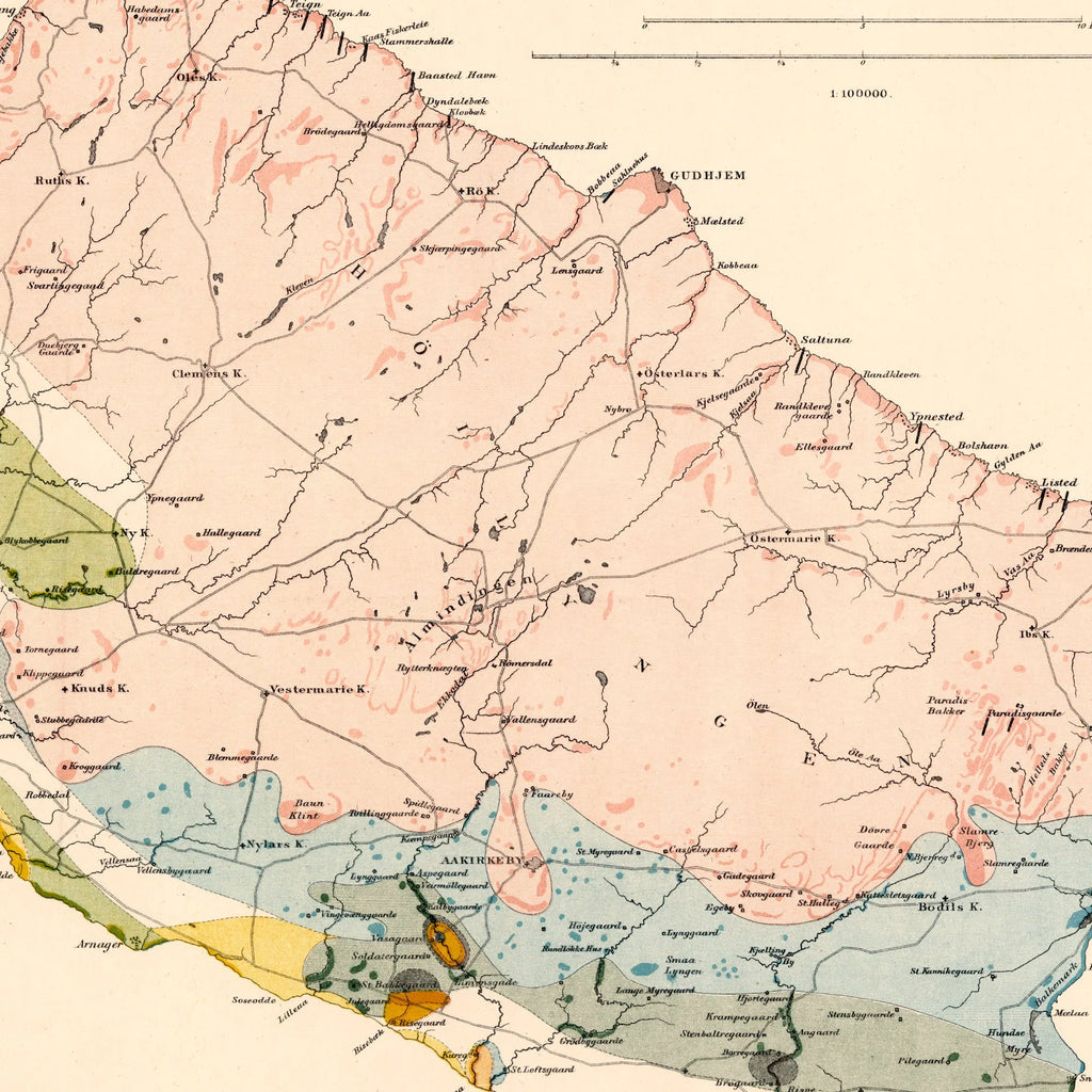 Geognostisk kort over Bornholm 1889 - Geologi – billede 4