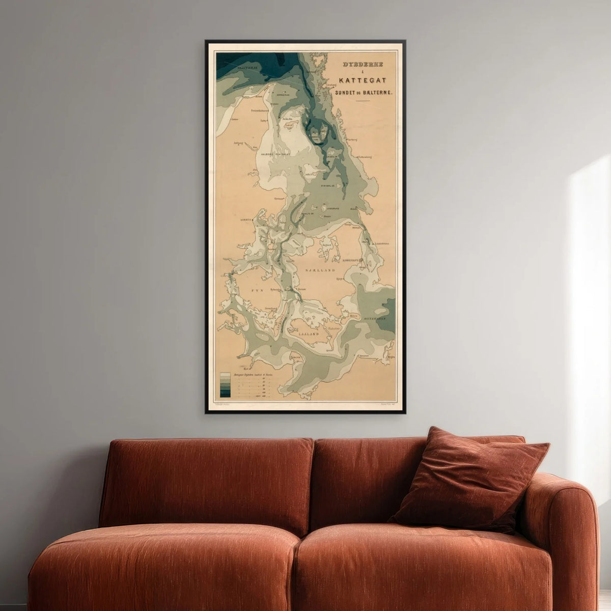 Dybderne i Kattegat 1887 - Søkort - 45×84 cm – billede 2