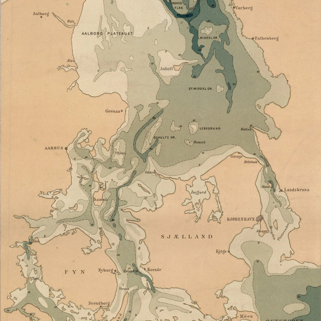 Dybderne i Kattegat 1887 - Søkort - 45×84 cm – billede 4