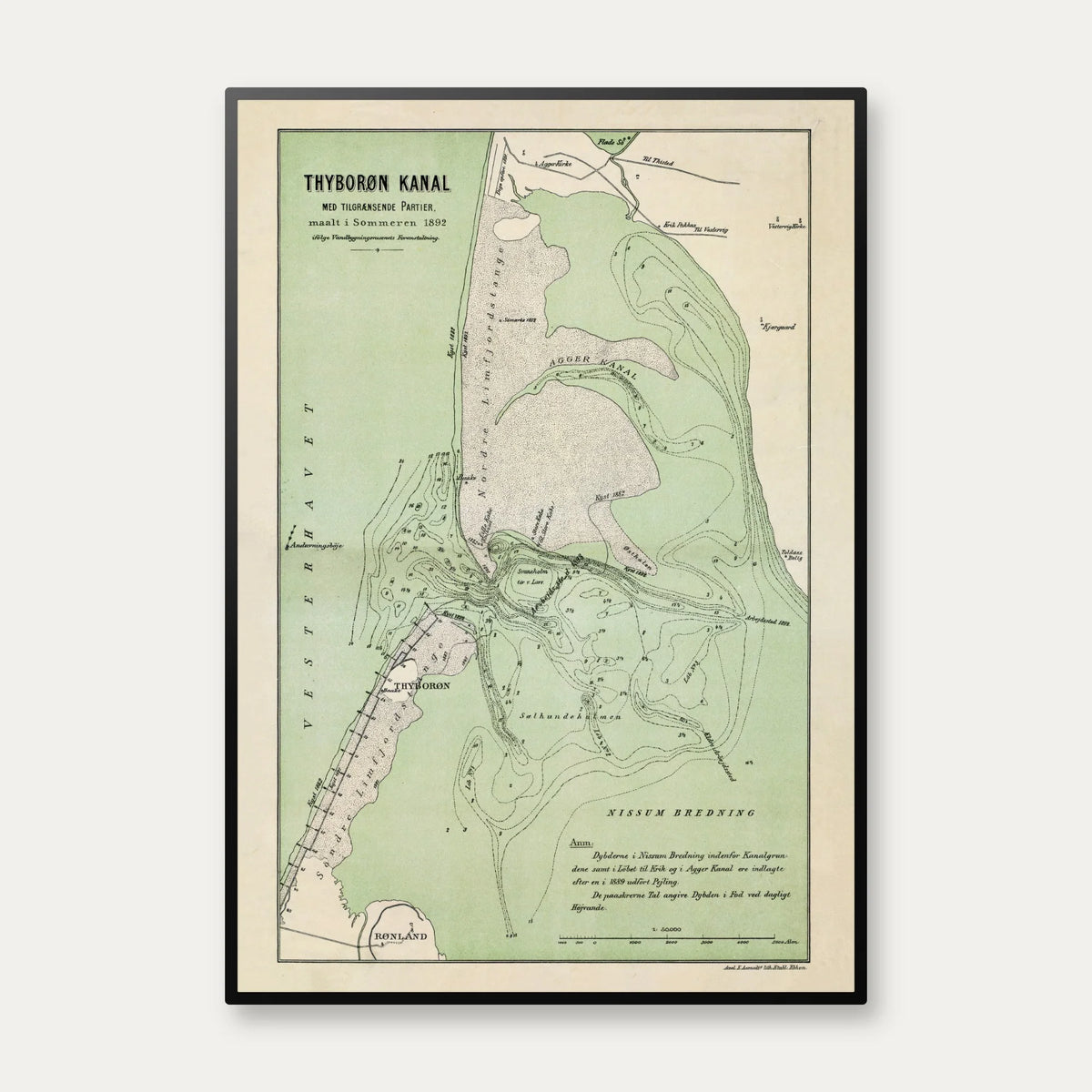 Thyborøn Kanal 1892 - Søkort – billede 1
