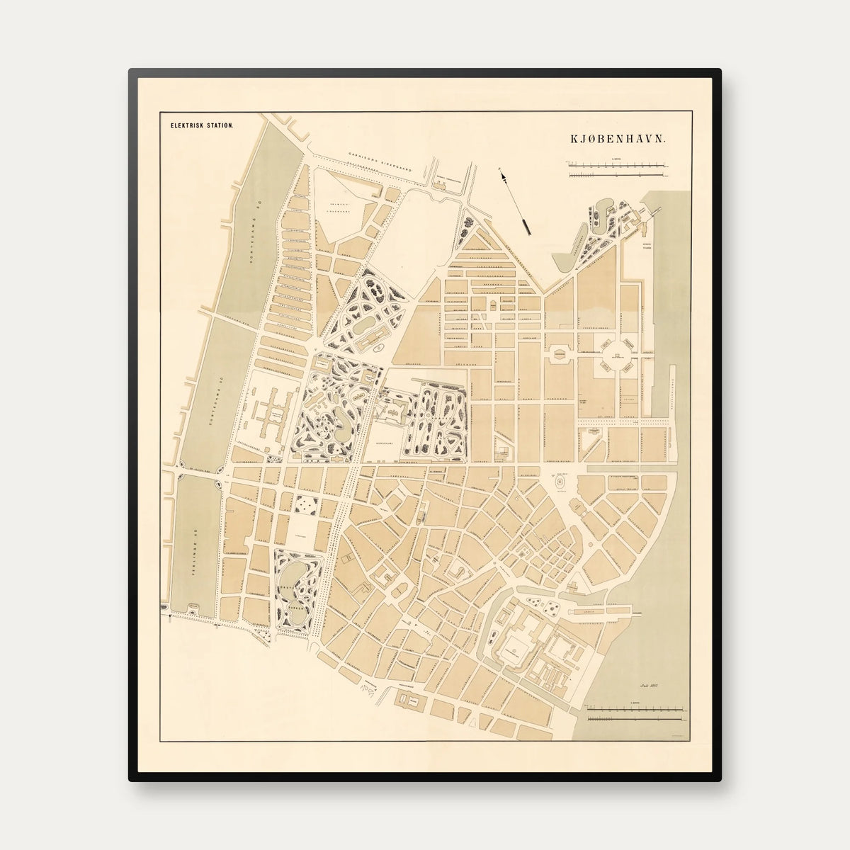 Bykort over København 1897 - 50×60 cm – billede 1