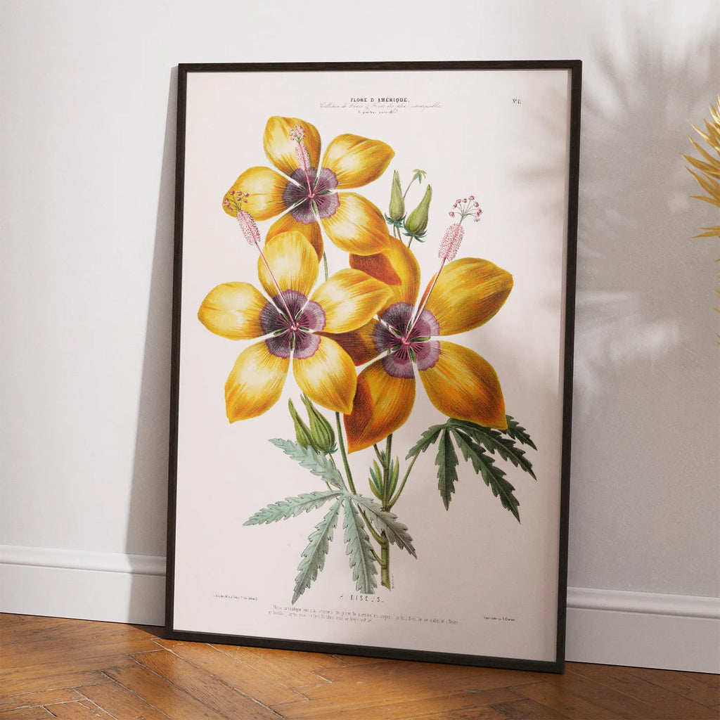 Hibiscus gul blomst - botanisk plakat – billede 2