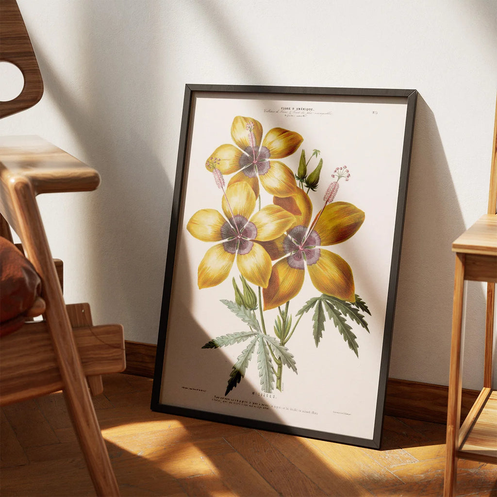 Hibiscus gul blomst - botanisk plakat – billede 3
