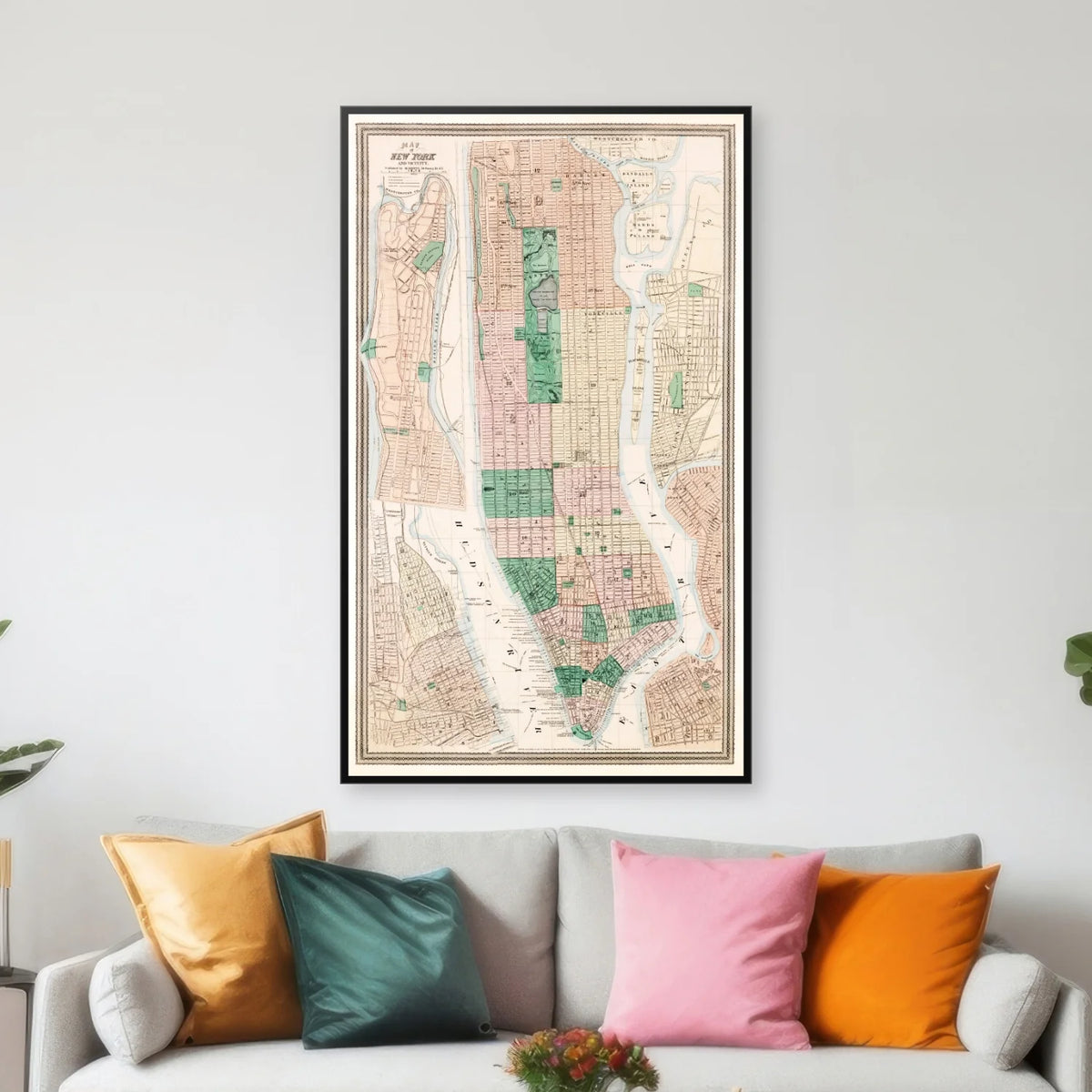 New York 1875 - Bykort - 45×75 cm – billede 3