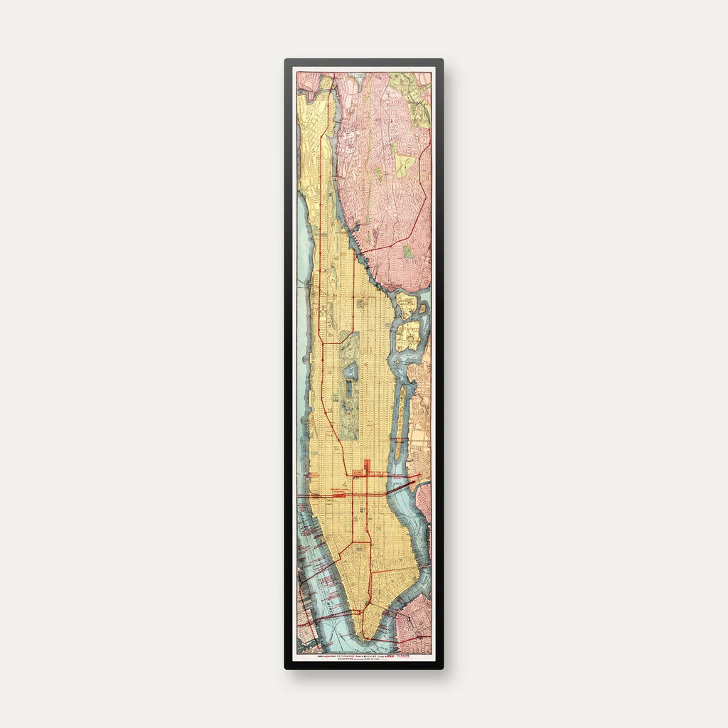 Manhattan 1908 - Transit Map - 45×172 cm – billede 1